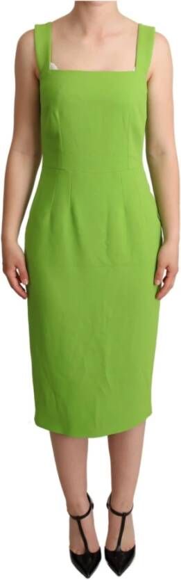 Dolce & Gabbana Groene vierkante slanke schede middenlengte jurk , Groen, Dames