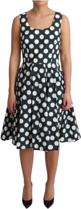 Dolce & Gabbana Polka gestippelde katoen A lijnjurk , Groen, Dames