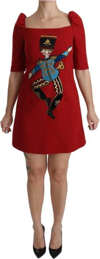Dolce & Gabbana A lijn wollen jurk , Rood, Dames