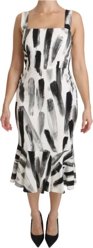 Dolce & Gabbana Gedrukte schede Midi jurk , Wit, Dames