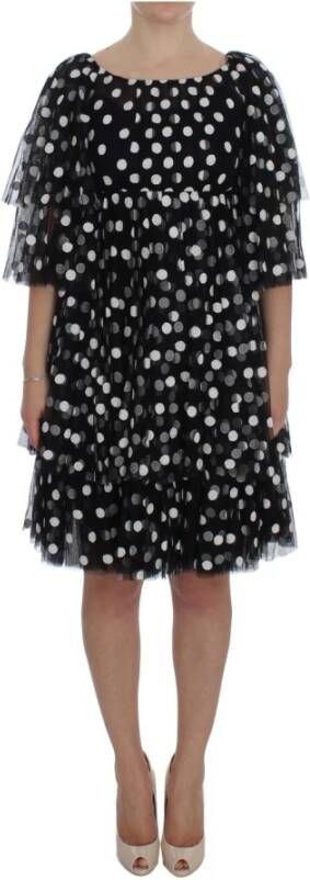 Dolce & Gabbana Polka Dotted Ruffled Dress , Zwart, Dames