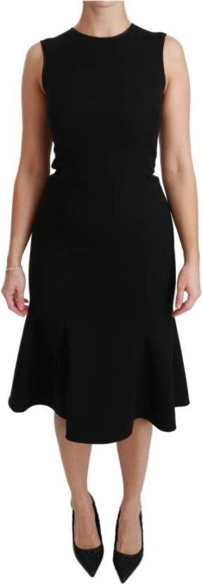 Dolce & Gabbana Wol Stretch Shift jurk , Zwart, Dames