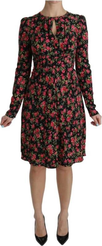 Dolce & Gabbana Longsleeve knielengte jurk , Zwart, Dames