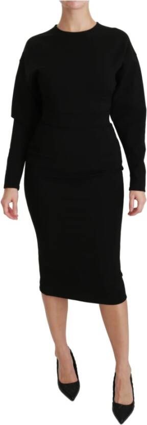 Dolce & Gabbana Bodycon schede midi stretch jurk , Zwart, Dames