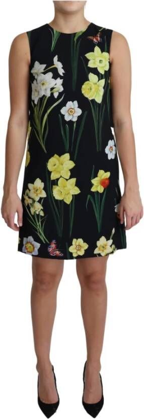 Dolce & Gabbana Bloemprint A lijn shift mini jurk , Zwart, Dames