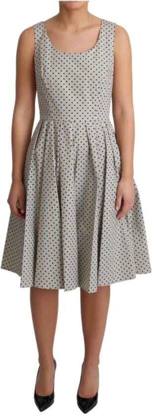 Dolce & Gabbana Polka Dotted Cotton A Line Dress , Beige, Dames