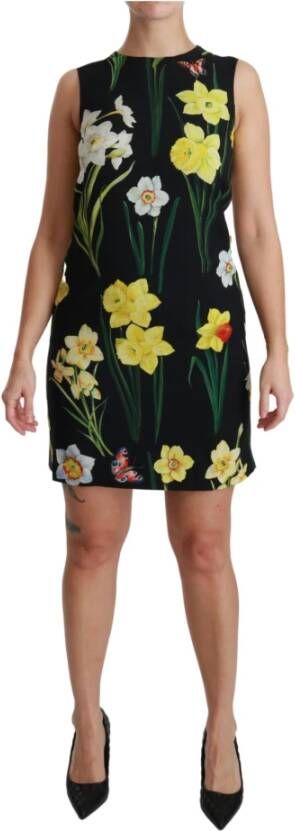 Dolce & Gabbana Floral Sleeveless Sheath Mini Dress , Zwart, Dames
