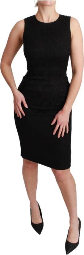 Dolce & Gabbana Black Sleeveless Bodycon Knee Length Dress , Zwart, Dames
