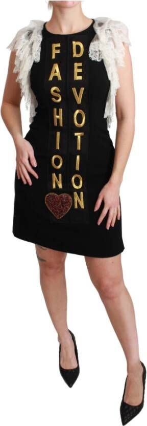Dolce & Gabbana Devotion schede mini jurk , Zwart, Dames