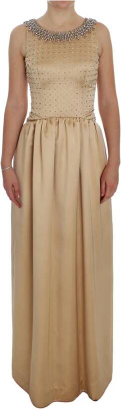 Dolce & Gabbana Beige Crystal Embellished Gown Shift Dress , Beige, Dames