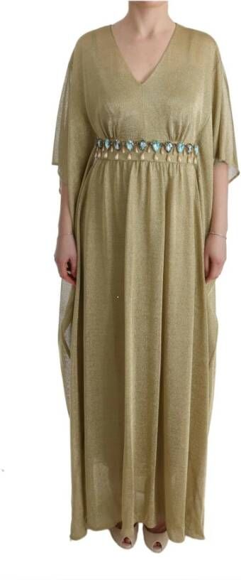 Dolce & Gabbana Verschuiv lange blauwe kristaljurk , Geel, Dames