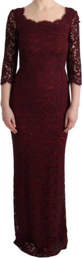 Dolce & Gabbana Bloemen ricamo schede lange jurk , Rood, Dames