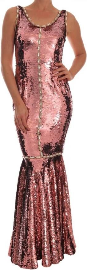 Dolce & Gabbana Crystal Sequined Sheath Gown , Roze, Dames
