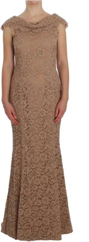Dolce & Gabbana Bloemen kant van volledige lengte schede jurk , Bruin, Dames