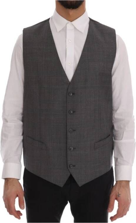 Dolce & Gabbana Wol Formele kledingvest , Grijs, Heren