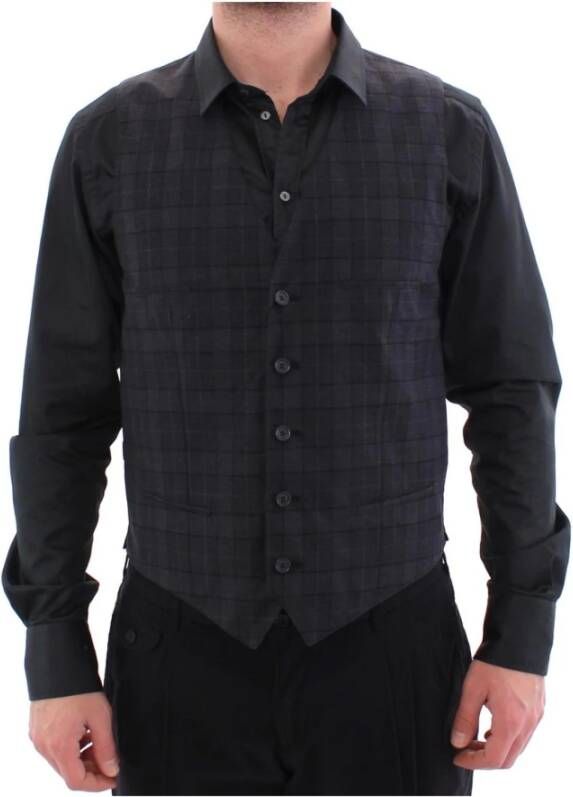 Dolce & Gabbana Checkered Vest Gilet , Grijs, Heren