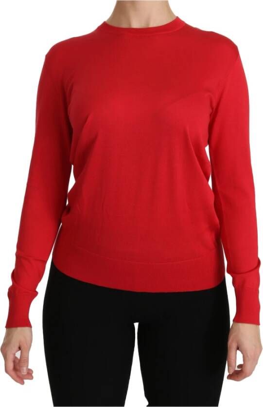 Dolce & Gabbana Crewneck Top Silk Sweater , Rood, Dames