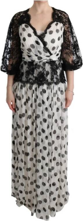 Dolce & Gabbana Polka gestippelde bloemenjurk , Zwart, Dames