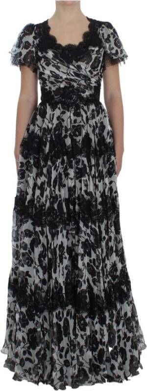 Dolce & Gabbana Silk bloemen Kant Ricamo Ball Maxi jurk