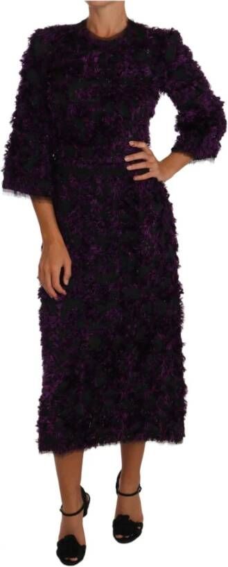 Purple Fringe Midi Sheath Dress Dolce & Gabbana Pre owned, Paars, Dames