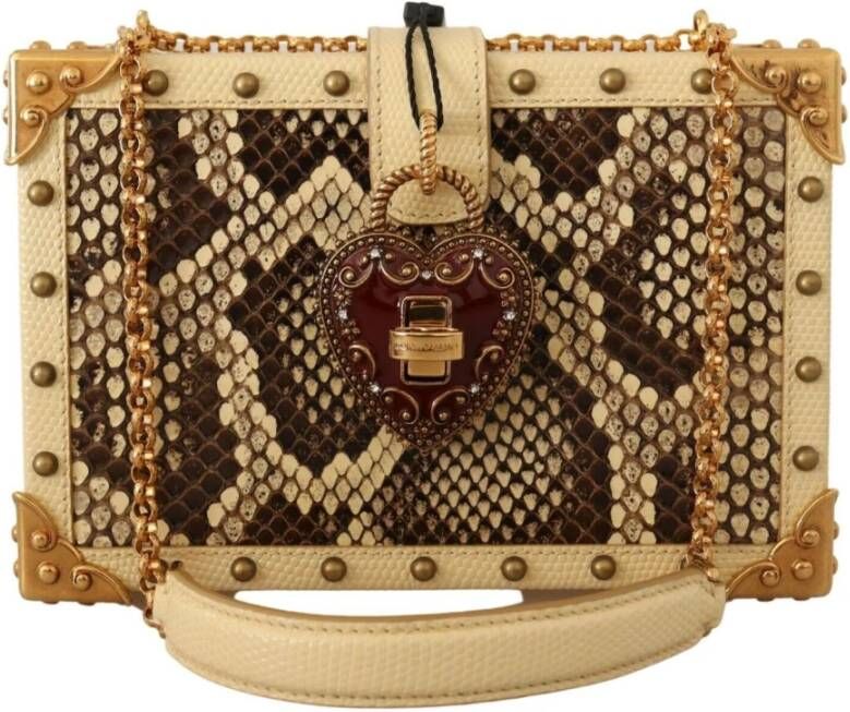 Dolce & Gabbana Yellow Leather MY Heart Box Shoulder Cross Body Bag , Geel, Dames