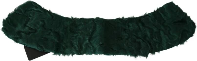 Dolce & Gabbana Fur Shoulder Kraag Lambskin Sjaal , Groen, Dames