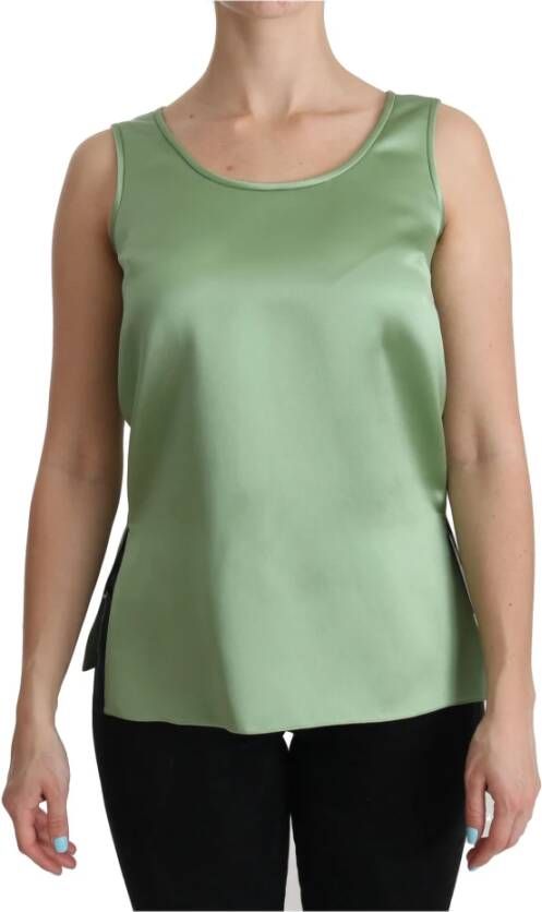 Dolce & Gabbana Mouwloze zijden top , Groen, Dames