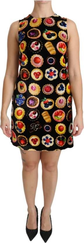 Dolce & Gabbana Desserts verschuiven mini jurk , Zwart, Dames