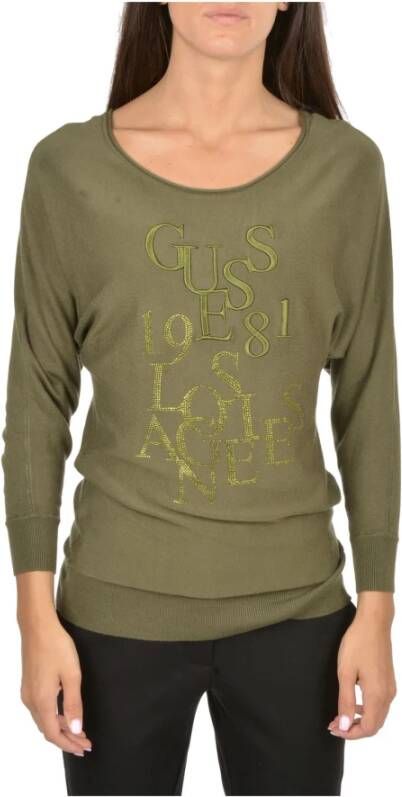 Guess Truien met ronde hals , Groen, Dames