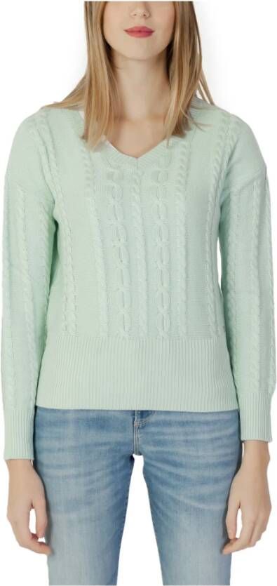 Guess Gebreide kleding met V hals , Groen, Dames