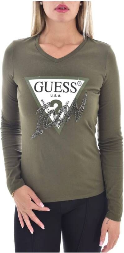 Guess Topje met lange mouwen , Groen, Dames