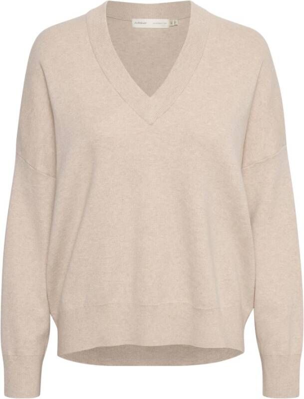 InWear V hals gebreide kleding , Beige, Dames