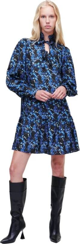 Karl Lagerfeld Orchidee gedrukte zijden jurk , Blauw, Dames