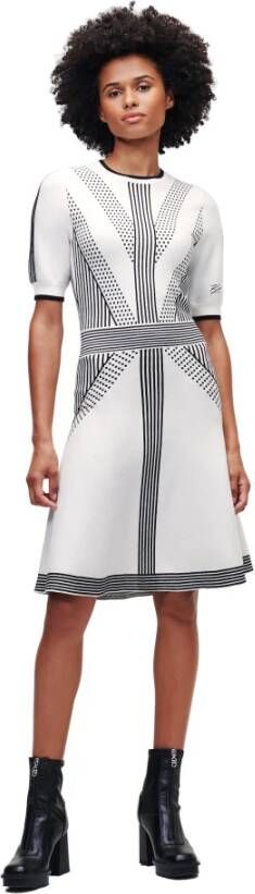 Karl Lagerfeld 3/4 mouw gebreide jurk , Wit, Dames