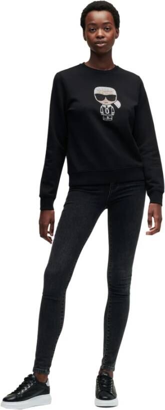 Karl Lagerfeld Ikonik Rhinestones Sweatshirt 210W1822 999 , Zwart, Dames