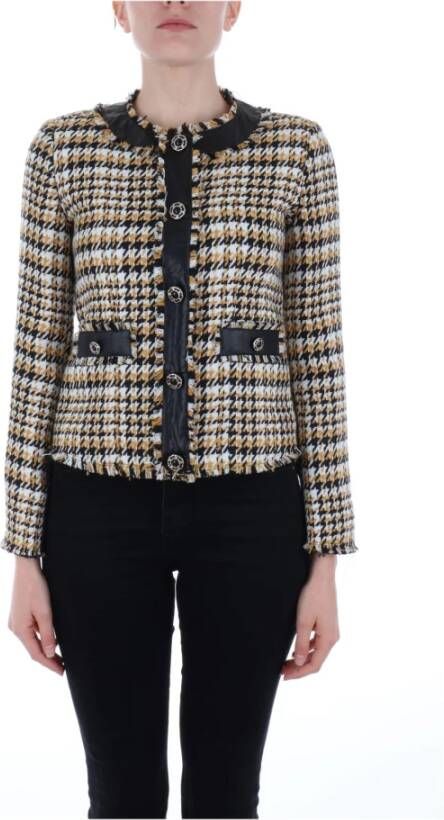 Liu Jo Bouclè houndstooth jas , Geel, Dames