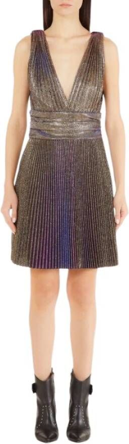 Liu Jo Metallic Pleated Dress , Geel, Dames