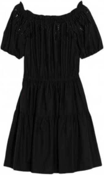 Liu Jo Abito off shoulder mini jurk met broderie en volant