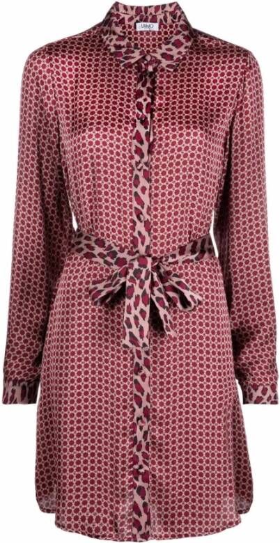 Liu Jo Luipaardprint trimjurk , Rood, Dames