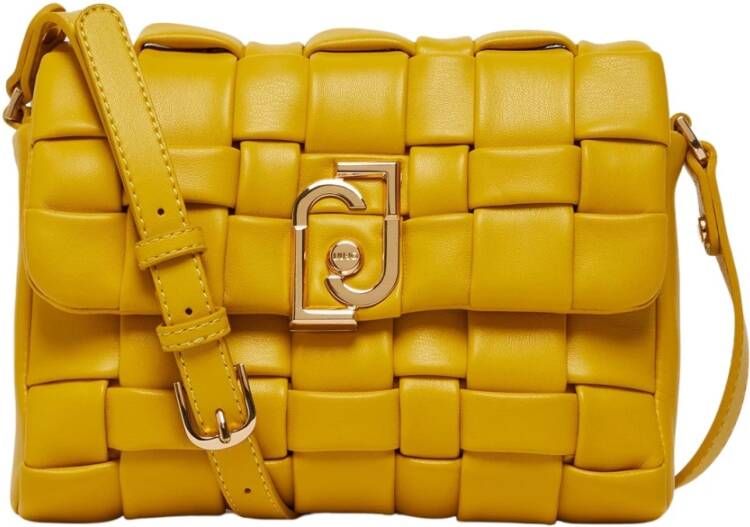 Liu Jo Gele met elkaar verweven eco duurzame schoudertas , Geel, Dames