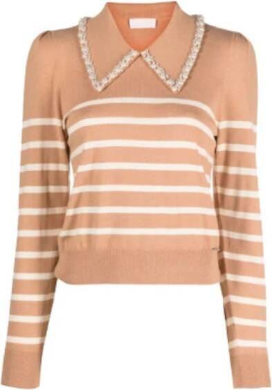 Liu Jo Round neck Knitwear , Beige, Dames