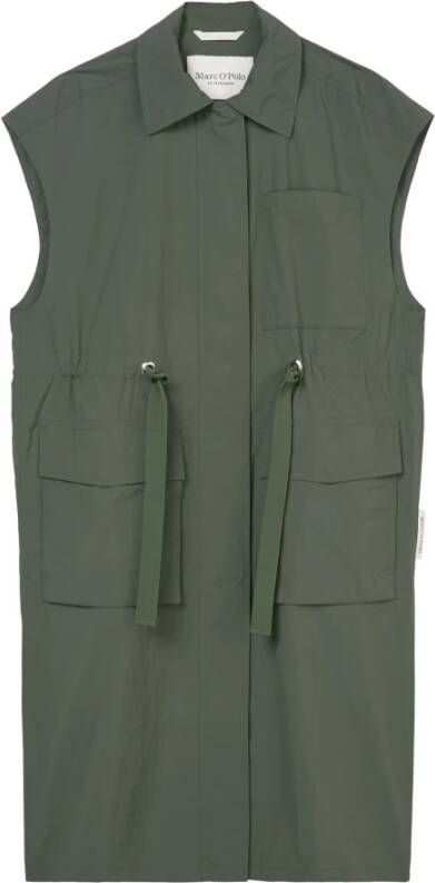Marc O'Polo Crinkle nylon long explorer waistcoat , Groen, Dames