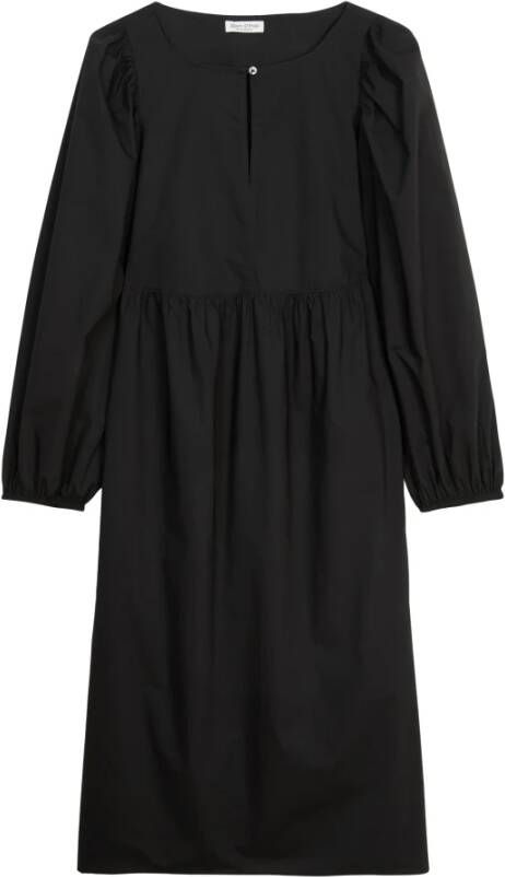 Marc O'Polo Midi jurk met volumineuze mouwen , Zwart, Dames