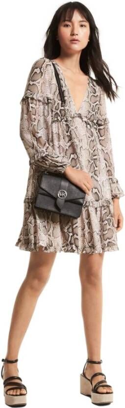 Michael Kors Snake Print Georggette jurk , Beige, Dames