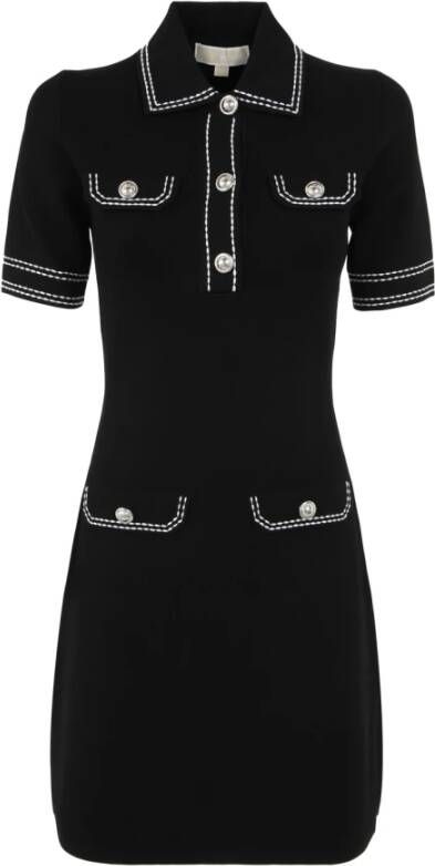 Michael Kors Polo jurk met vier zakken en contrast steken , Zwart, Dames