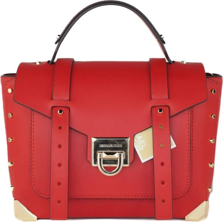 Michael Kors Manhattan Leather Top Handle School Satchel Crossbody Handbag , Rood, Dames