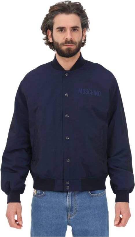 Moschino Bomber jacket with logo , Blauw, Heren