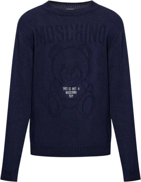 Moschino Ronde hals gekweek , Blauw, Heren