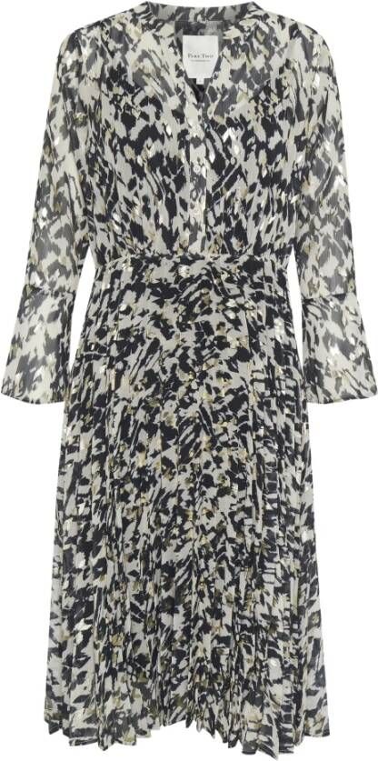 Part Two semi transparante jurk LenisePW van gerecycled polyester zwart/lichtgrijs/goud