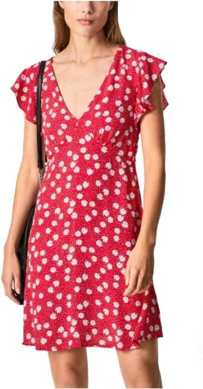 Pepe Jeans Bloemprintjurk Mila , Rood, Dames